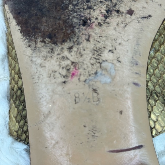 Gucci Gold Snake Skin Metallic Sandals Size 8 1/2 - Picture 9 of 10